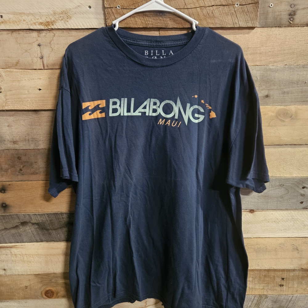 Billabong Navy Short-Sleeve Maui Logo Tee with Orange Accent